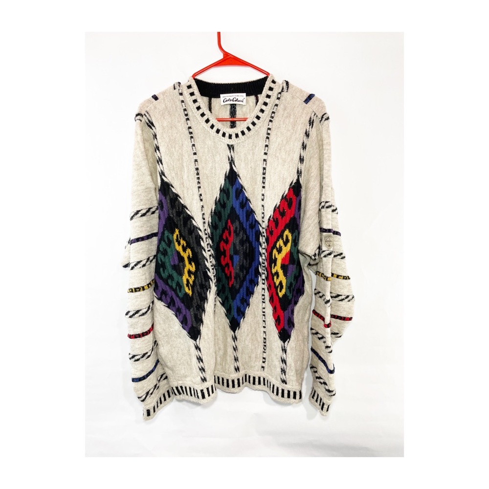 Vintage colo colucci knit wool men’s coogie inspired thick crew sweater pullover - Picture 11 of 12